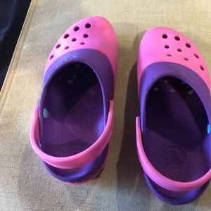 CROCS Pink & Purple Clogs/Sandals Size J2 Girls -